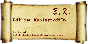 Bóday Kapisztrán névjegykártya